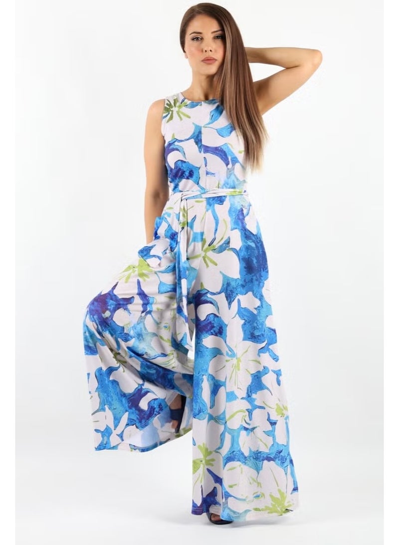 Ritnice Women's Summer Lycra Belted Wide Leg Jumpsuit - Image 2